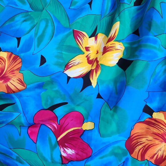 Vintage Skirt Women's 14 midi floral Colorful Flowers Hawaiian Pleated pleated - Picture 6 of 10